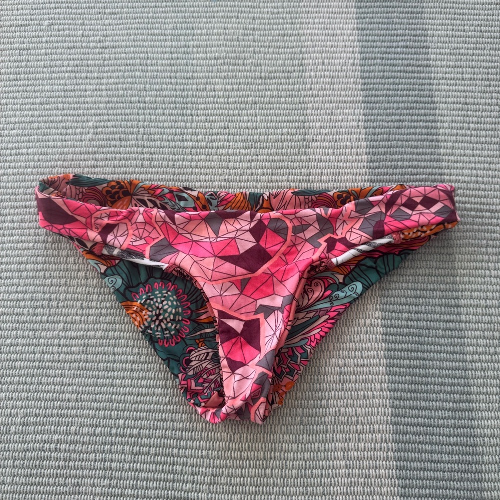 Maaji Pink and Green Geometric Floral Bikini Bottom
